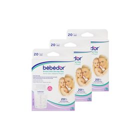 Bebedor 20'li 3 Paket Anne Sütü Saklama Poşeti