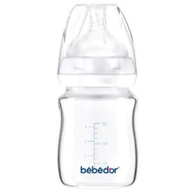 Bebedor 50301 Geniş Ağızlı Isıya Dayanıklı 120 ml Beyaz Cam Biberon