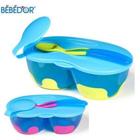 Bebedor 8559 Yeşil-Mavi 2 Bölmeli Tabak Kaşık Seti