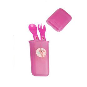 Bebedor 9557 Zoo Pembe Bebek Çatal ve Kaşık Seti