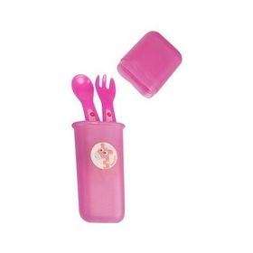 Bebedor 9557 Zoo Pembe Bebek Çatal ve Kaşık Seti