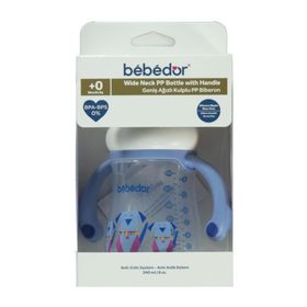 Bebedor 99322 240 ML Geniş Ağızlı Kulplu PP Biberon mavi
