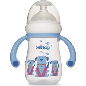 Bebedor 99322 Mavi Desenli 125 ml Geniş Ağızlı Kulplu PP Biberon