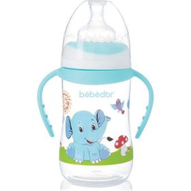 Bebedor B-89322 Desenli 250 ml Turkuaz Geniş Ağız Kulplu Biberon