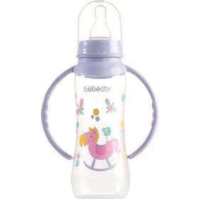 Bebedor Desenli Kulplu 3+Ay 250 ml Lila Kolay Kavrama Biberon