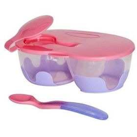 Bebedor Pembe 2 Bölmeli Tabak ve Kaşık