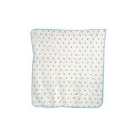 Bebegen Ayıcık Desenli Penye Tek Kat Krem Açık Mavi 80x80 cm Bebek Battaniye