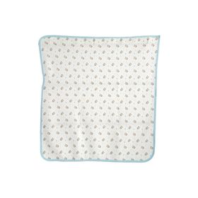 Bebegen Ayıcık Desenli Penye Tek Kat Krem Açık Mavi 80x80 cm Bebek Battaniye
