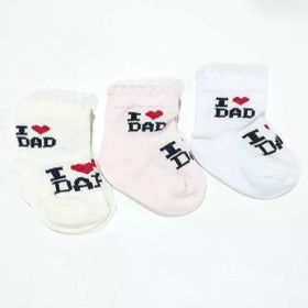 Bebegen ı Love Dad Pembe Krem Beyaz 3'lü Bebek Çorap