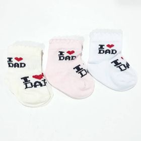 Bebegen ı Love Dad Pembe Krem Beyaz 3'lü Bebek Çorap