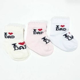 Bebegen ı Love Dad Pembe Krem Beyaz 3'lü Bebek Çorap