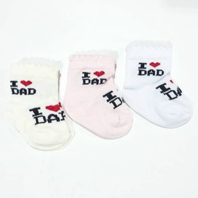 Bebegen ı Love Dad Pembe Krem Beyaz 3'lü Bebek Çorap
