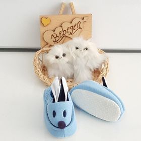 Bebegen Mavi Tavşan Kulaklı Penye Kaymaz Taban Bebek Panduf Patik