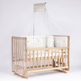 Bebeget D10 60X120 cm Süper Ahşap Doğal Beşik 4 Kademeli Anne Yanı Sallanır Uyku Seti ve Bebek Beşiği