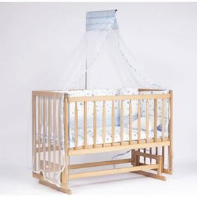 Bebeget D11 60X120 cm Süper Ahşap Doğal Beşik 4 Kademeli Anne Yanı Sallanır Uyku Seti ve Bebek Beşiği