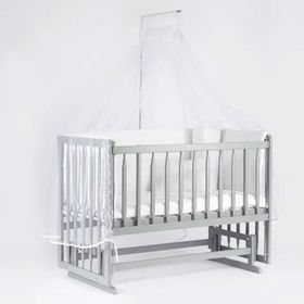 Bebeget G1 60x120 cm Süper Natural Ahşap 4 Kademeli Gri Anne Yanı Sallanır Uyku Seti Yatak ve Bebek Beşiği