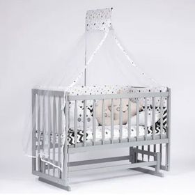 Bebeget G14 60x120 cm Süper Natural Ahşap 4 Kademeli Gri Anne Yanı Sallanır Uyku Seti Yatak ve Bebek Beşiği