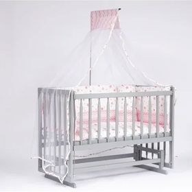 Bebeget G9 60x120 cm Süper Natural Ahşap 4 Kademeli Gri Anne Yanı Sallanır Uyku Seti Yatak ve Bebek Beşiği