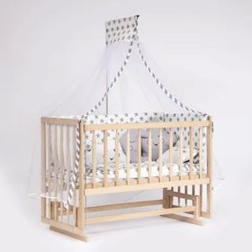 Bebeget S05 60X120 cm Süper Full Natural Ahşap 4 Kademeli Anne Yanı Sallanır Uyku Seti Yatak ve Bebek Beşiği