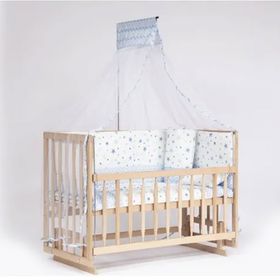 Bebeget S07 60X120 cm Süper Full Natural Ahşap 4 Kademeli Anne Yanı Sallanır Uyku Seti Yatak ve Bebek Beşiği