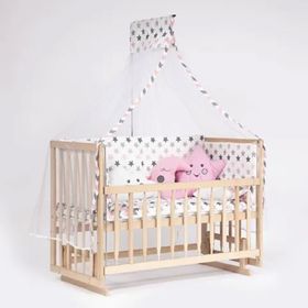 Bebeget S09 60X120 cm Süper Full Natural Ahşap 4 Kademeli Anne Yanı Sallanır Uyku Seti Yatak ve Bebek Beşiği