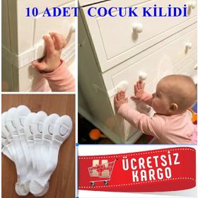 Bebek Çocuk Güvenlik 10 Adet Dolap ve Çekmece Kilidi