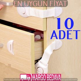 Bebek Çocuk Güvenlik 10 Adet Dolap ve Çekmece Kilidi