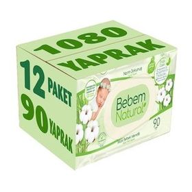 Bebem Natural Narin Dokunuş 12x90 Adet Plastik Kapaklı Islak Bebek Mendili