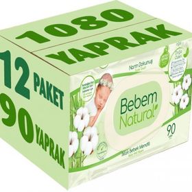 Bebem Natural Narin Dokunuş 12x90 Adet Plastik Kapaklı Islak Bebek Mendili