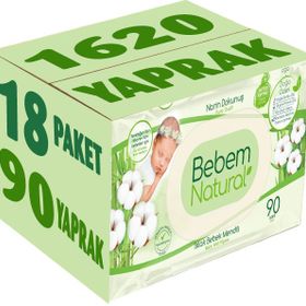 Bebem Natural Narin Dokunuş 18x90 Adet Plastik Kapaklı Islak Bebek Mendili