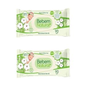 Bebem Natural Narin Dokunuş 2x90 Adet Plastik Kapaklı Islak Bebek Mendili