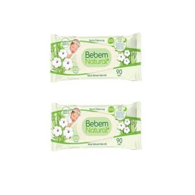Bebem Natural Narin Dokunuş 2x90 Adet Plastik Kapaklı Islak Bebek Mendili