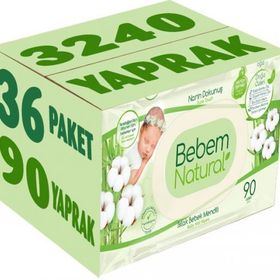 Bebem Natural Narin Dokunuş 36x90 Adet Plastik Kapaklı Islak Bebek Mendili