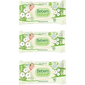 Bebem Natural Narin Dokunuş 3x90 Adet Plastik Kapaklı Islak Bebek Mendili