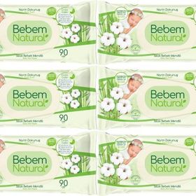 Bebem Natural Narin Dokunuş 6x90 Adet Plastik Kapaklı Islak Bebek Mendili