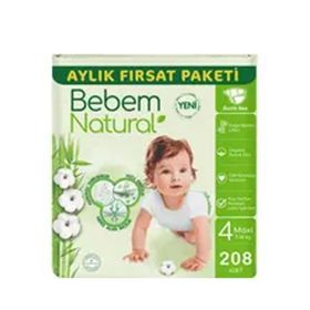 Bebem Natural No:4 Maxi 208 Adet Bebek Bezi