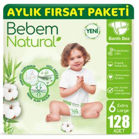 Bebem Natural No:6 XLarge 128 Adet Bebek Bezi