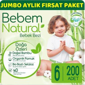 Bebem Natural No:6 XLarge 200 Adet Bebek Bezi