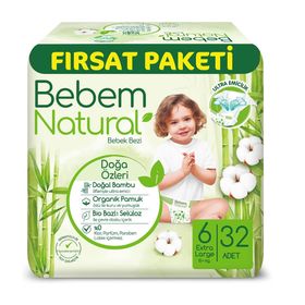 Bebem Natural No:6 XLarge 32 Adet Bebek Bezi