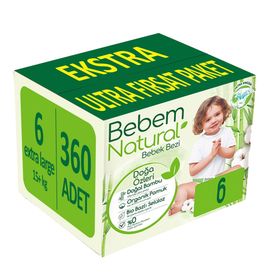 Bebem Natural No:6 XLarge 360 Adet Bebek Bezi