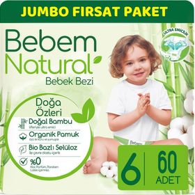 Bebem Natural No:6 XLarge 60 Adet Bebek Bezi
