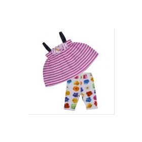Bebepan 8577 Fuşya/Beyaz/Emprime 9-12 Ay Colors Bebek Bluz Tayt Takım