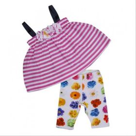 Bebepan 8577 Fuşya/Beyaz/Emprime 9-12 Ay Colors Bebek Bluz Tayt Takım