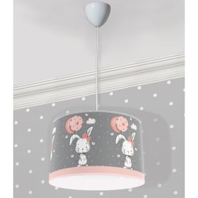 Bebişim Halı Gri Balon Tutan Sevimli Tavşan Kuş ve Yıldızlar Çocuk Odası Sarkıt Avize