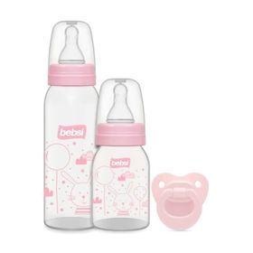 Bebsi 250 ml + 125 ml + Emzik PP Pembe Biberon ve Emzik Seti
