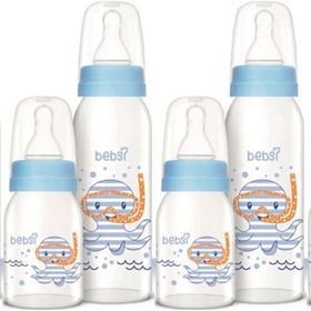 Bebsi Mavi 250 ml + 125 ml 4'lü Cam Biberon Seti