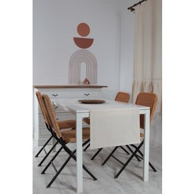 Bedinn Naturel Düz Pamuk Keten Otantik 50x130 cm Runner