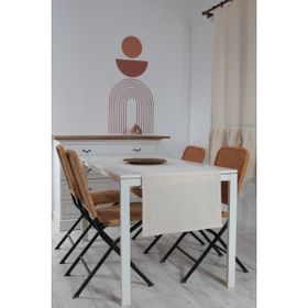 Bedinn Naturel Düz Pamuk Keten Otantik 50x130 cm Runner