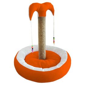 Bedspet 65 cm Turuncu Kedi Yataklı Tırmalama