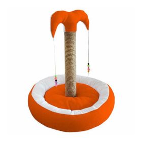 Bedspet 65 cm Turuncu Kedi Yataklı Tırmalama